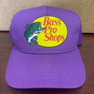 Bass Pro Shops Mesh Back Adjustable Snapback Hat Outdoor Fishing Cap Purple